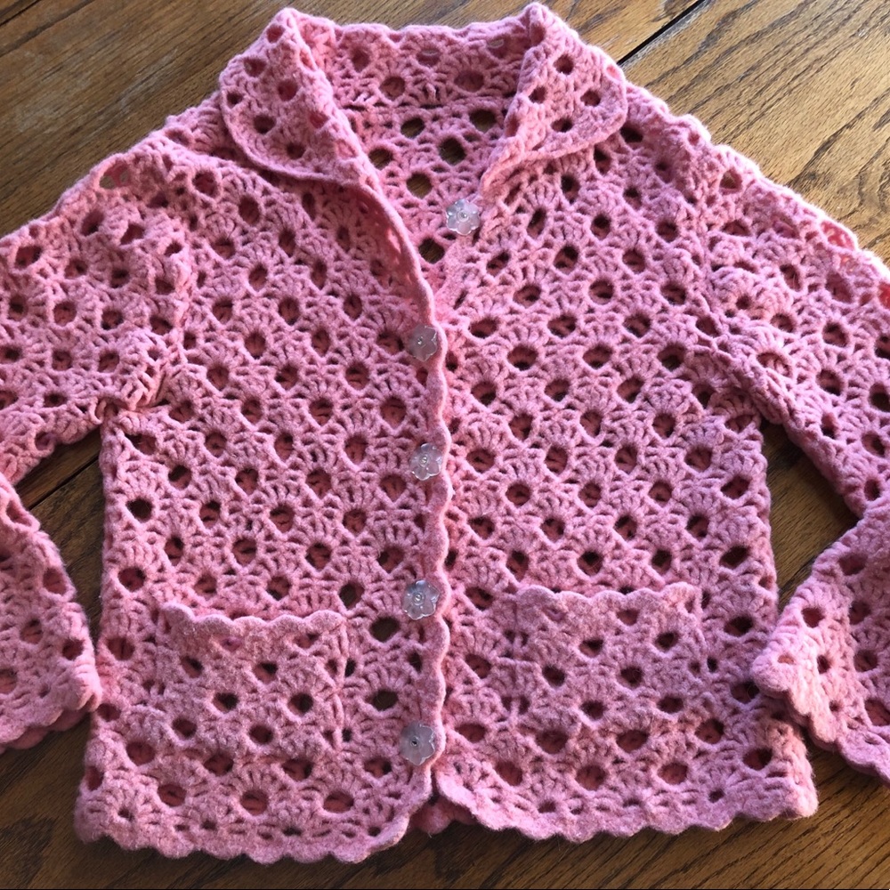 Crochet Pink Cardigan